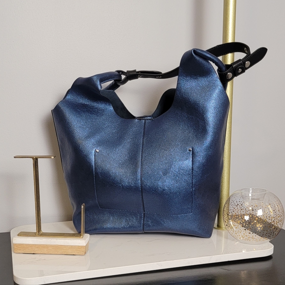 Electric Blue Metallic Shoulder Bag